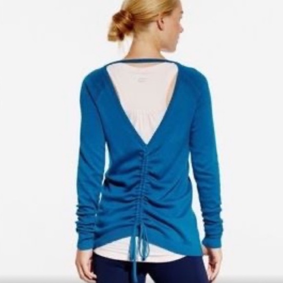 Calia | Cinched Open Back V-Neck Sweater - Picture 1 of 5